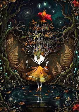 Enchanted Forest Spirit by a Pond