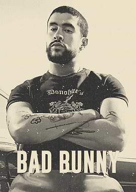Bad Bunny Vintage Halftone Poster
