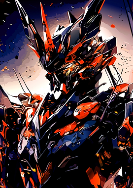 Intense Red and Black Mecha Portrait