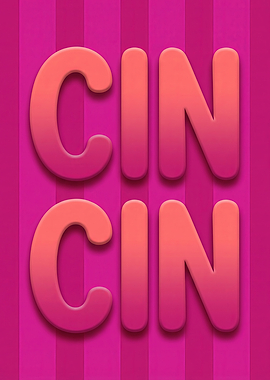 Cin Cin Pink Striped Text Art