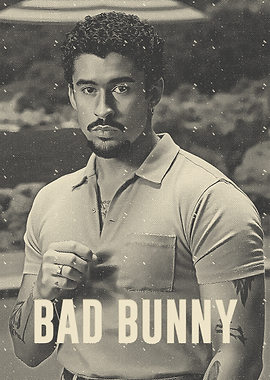 Bad Bunny Vintage Halftone Portrait
