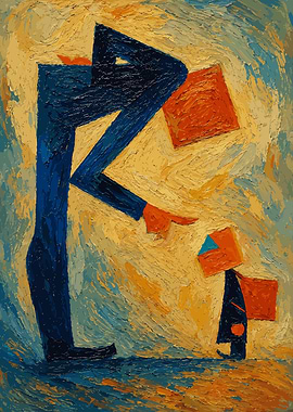 Abstract Painting of Parent and Child