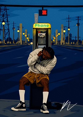 Kendrick Lamar at a Nighttime Payphone