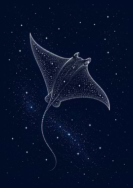 Celestial Manta Ray in Starry Sky
