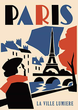 Paris La Ville Lumiere Vintage Style Poster