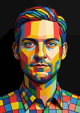 Geometric Pop Art Portrait of Tobey Maguire