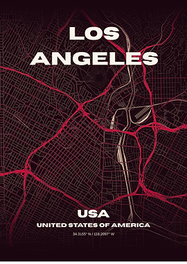Los Angeles City Map Poster