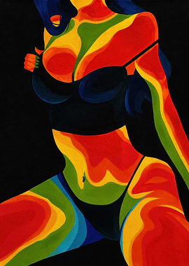 Thermal Heat Map Woman Silhouette Painting