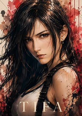 Tifa Lockhart Watercolor Portrait