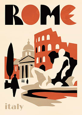 Vintage Style Rome Italy Travel Poster