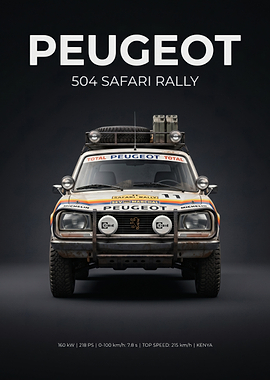 Peugeot 504 Safari Rally Poster