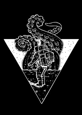 Astronaut and Giant Tentacles in Triangle