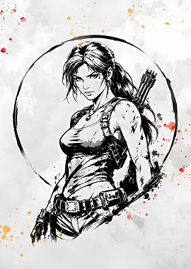 Lara Croft Tomb Raider Ink Art