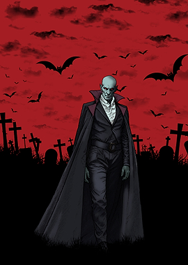 Vampire Lord in a Gothic Graveyard