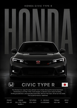 Honda Civic Type R, Car Poster