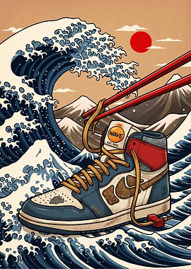 Great Wave Inspired Sneaker Art