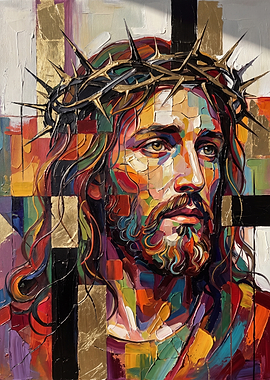 Vibrant Contemporary Portrait of Jesus Christ