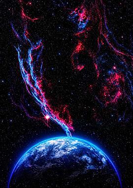 Cosmic Nebula Above Earth