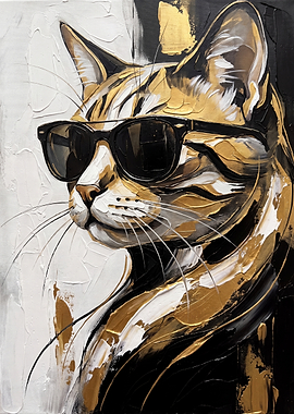 Cool Cat in Sunglasses Painting