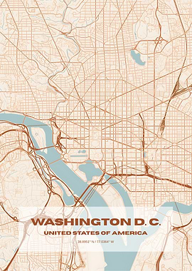 Washington D.C. Minimalist City Map Poster
