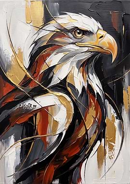 Abstract Gold and Black Eagle Painting