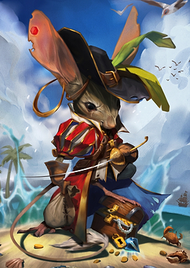 Pirate Mouse Adventurer on Tropical Beach