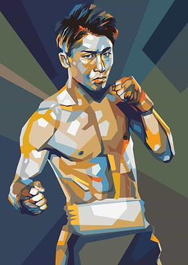 Illustration of a boxer in a colorful style