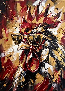 Cool Rooster Wearing Sunglasses Painting