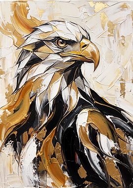 Abstract Gold and Black Eagle Painting