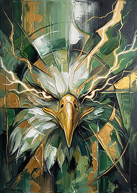 Abstract Golden Eagle Oil Painting
