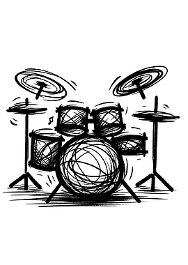 Scribble Style Drum Kit Illustration