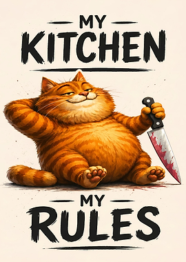 Funny Fat Cat Kitchen Poster