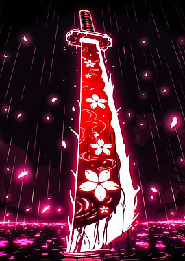 Sakura Katana in the Rain