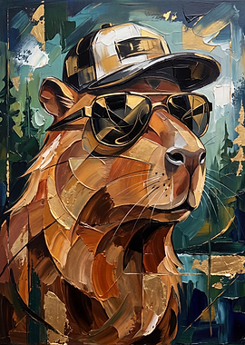 Cool Capybara in Hat and Sunglasses