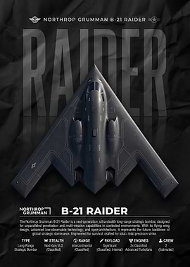 black Northrop Grumman B-21 Raider Poster