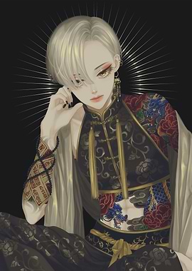 Stylish Anime Character with Dragon Tattoos