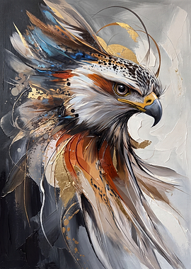 Abstract Oil Painting of a Hawk
