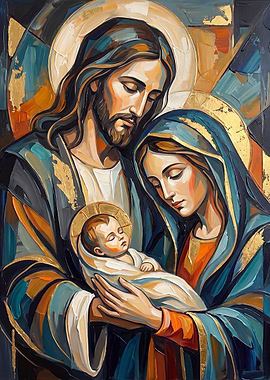 Contemporary Holy Family Painting