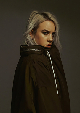 Billie Eilish in Dark Oversized Jacket
