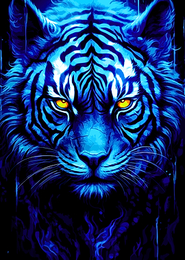 Intense Blue Tiger Portrait