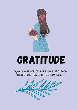 Gratitude Inspirational Quote with Girl and Flowers