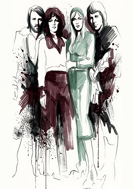 ABBA Stylized Band Portrait Illustration