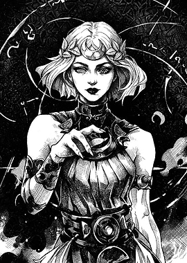 Moon Goddess Ink Illustration