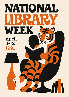 National Library Week 1991 Tiger Poster