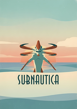 Subnautica Reaper Leviathan Vintage Poster