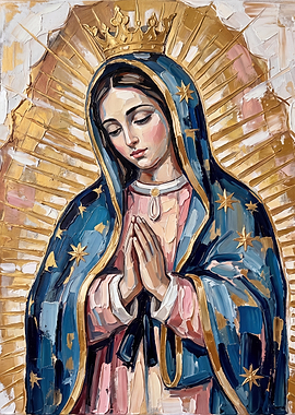 Our Lady of Guadalupe Textured Oil Painting