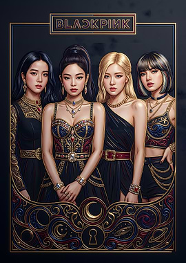 BLACKPINK Ornate Celestial Digital Art Poster
