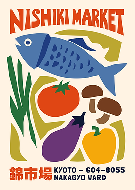 Nishiki Market Kyoto Food Poster