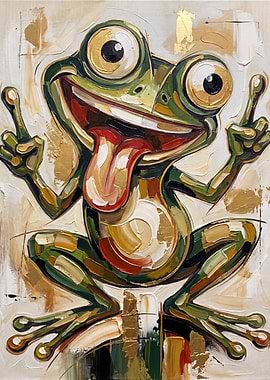 Whimsical Painted Frog with Gold Accents