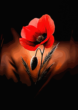 Vibrant Red Poppy on Dark Background
